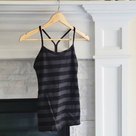 Lululemon Power Y Tank Top Black Grey Striped 4 - Picture 3 of 9